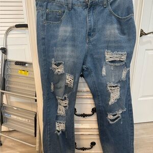 Rowme Men  Distressed Blue Jeans